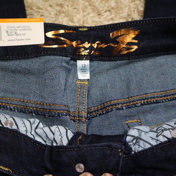 NWT Seven7 Tower Straight Crop High-Rise Relaxed Jean Womens 12 Dark Wash London - Picture 6 of 9